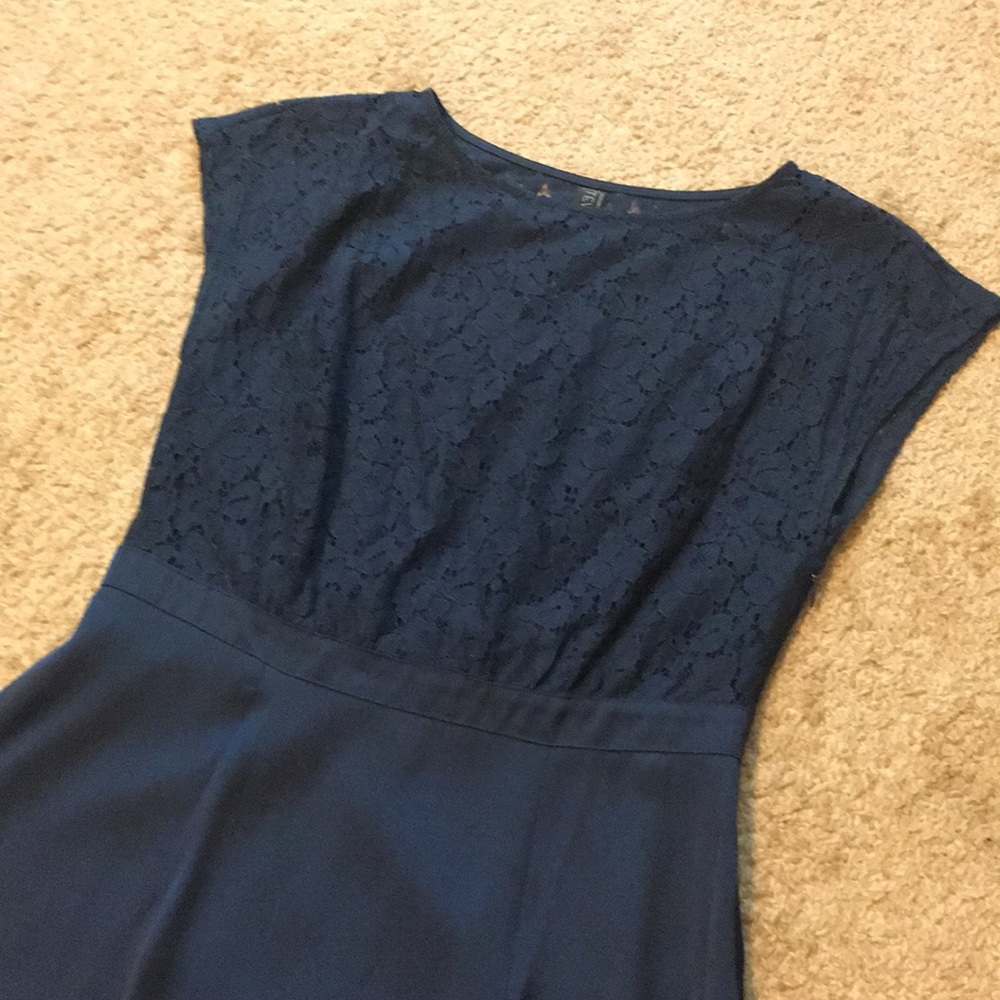 Navy Formal Lace and Silk Dress